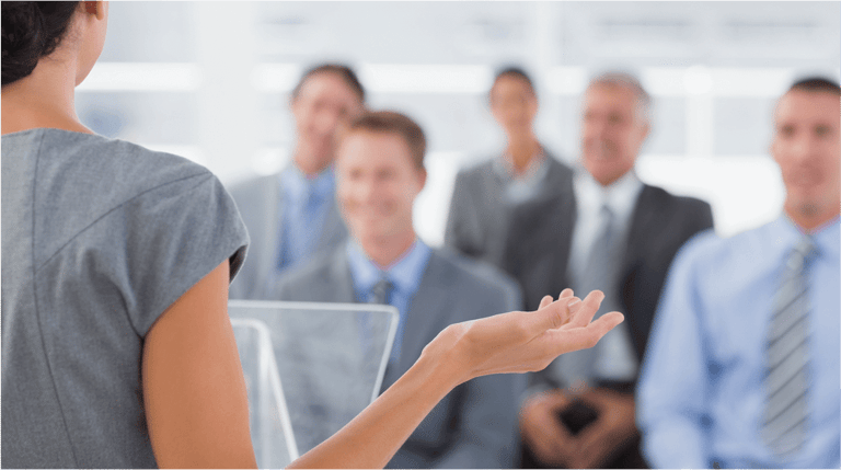 Businesswoman doing conference presentation in meeting room