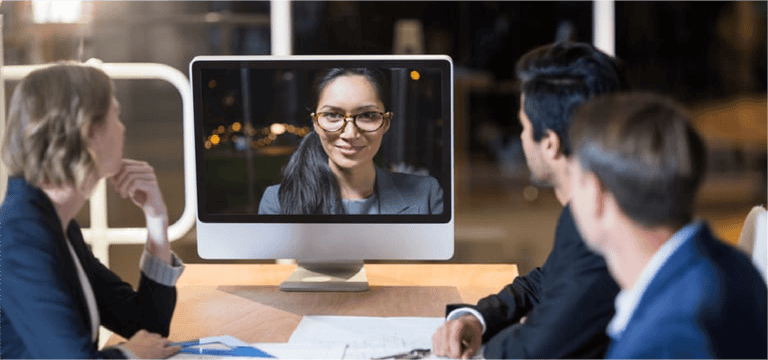 Business team having video conference in the conference room