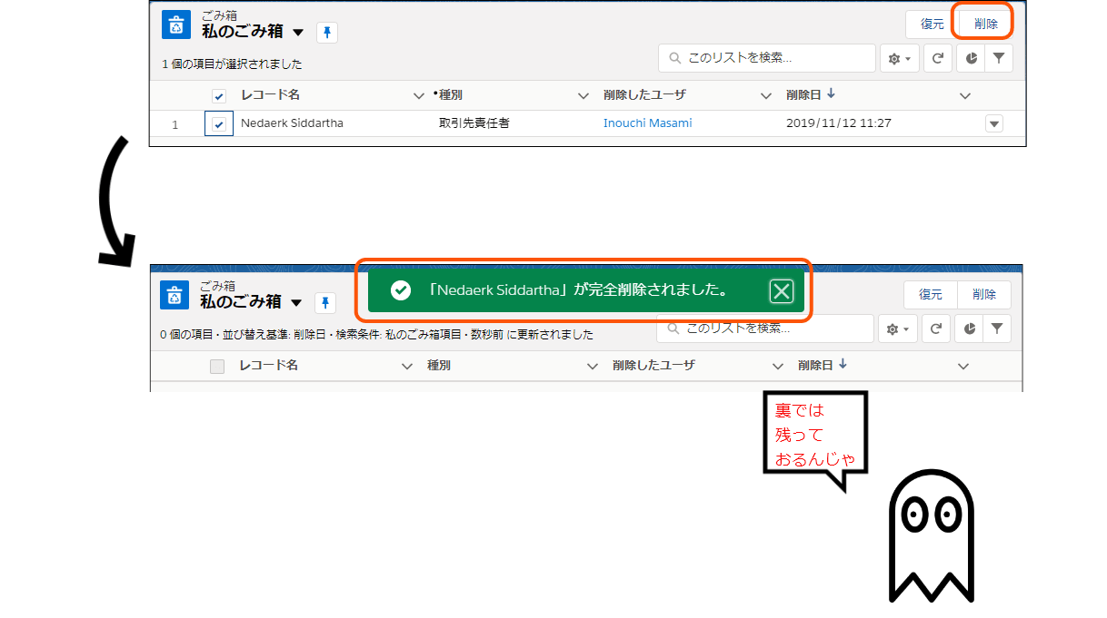 ごみ箱から消しても消えてない？ Salesforceのレコード削除