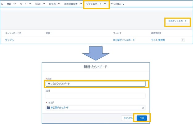 ダッシュボードの作成方法1