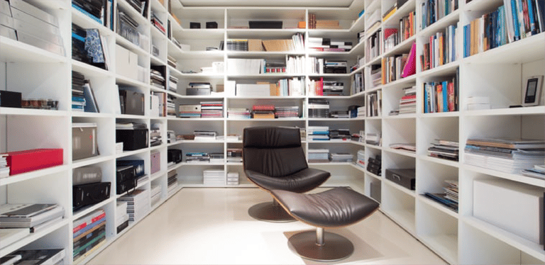 Interior of private library at home